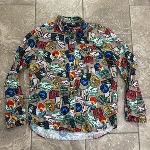 Banana Republic men's long-sleeve shirt with a patchwork expedition/travel sz M‎
